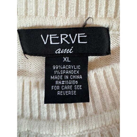 Womens Verve Ami Ivory Cable Knit Sweater Ribbed Acrylic Blend Long Sleeves XL - Picture 14 of 16